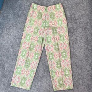 Talbots, pink and green straight leg pants size 12